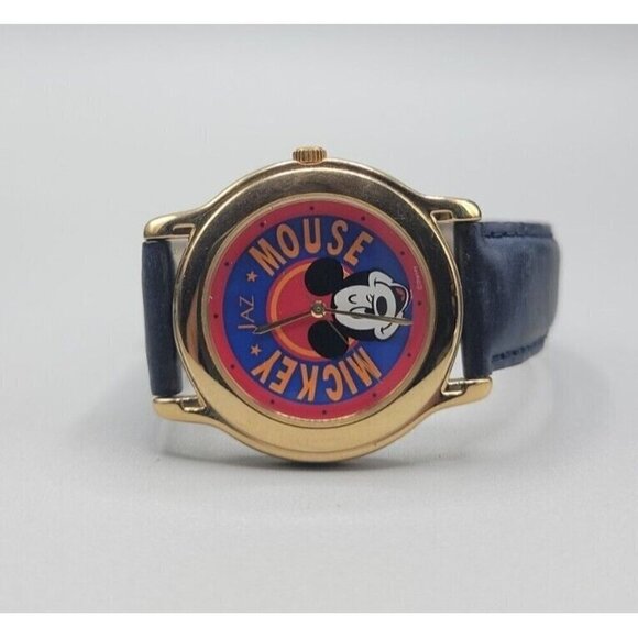 Vintage Disney Mickey Mouse Jaz Watch Rare y121x055 35mm 7" Blue Leather Band - Picture 14 of 16